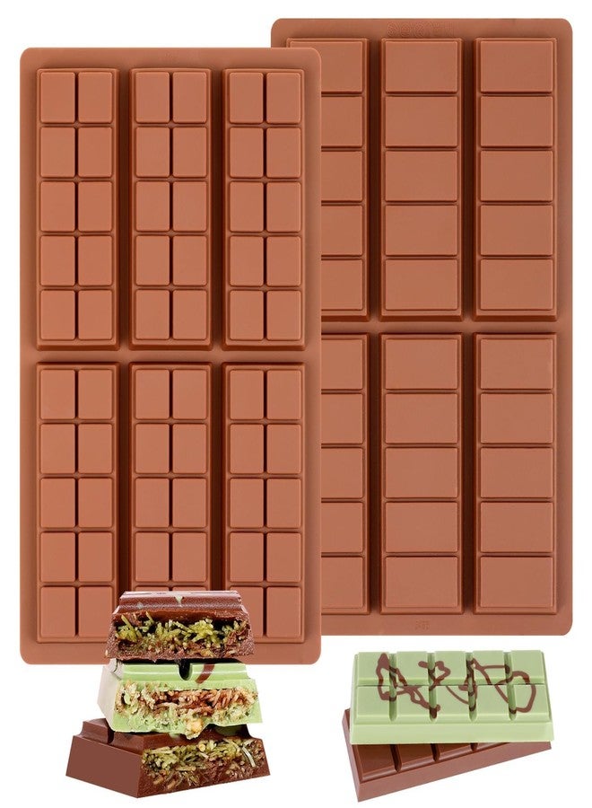 Fimary Chocolate Bar Mold - Non-Stick Silicone Chocolate Molds, Food Grade Dubai Deep Chocolate Bar Mold for Milk Pistachio - Set of 2 - Image 1